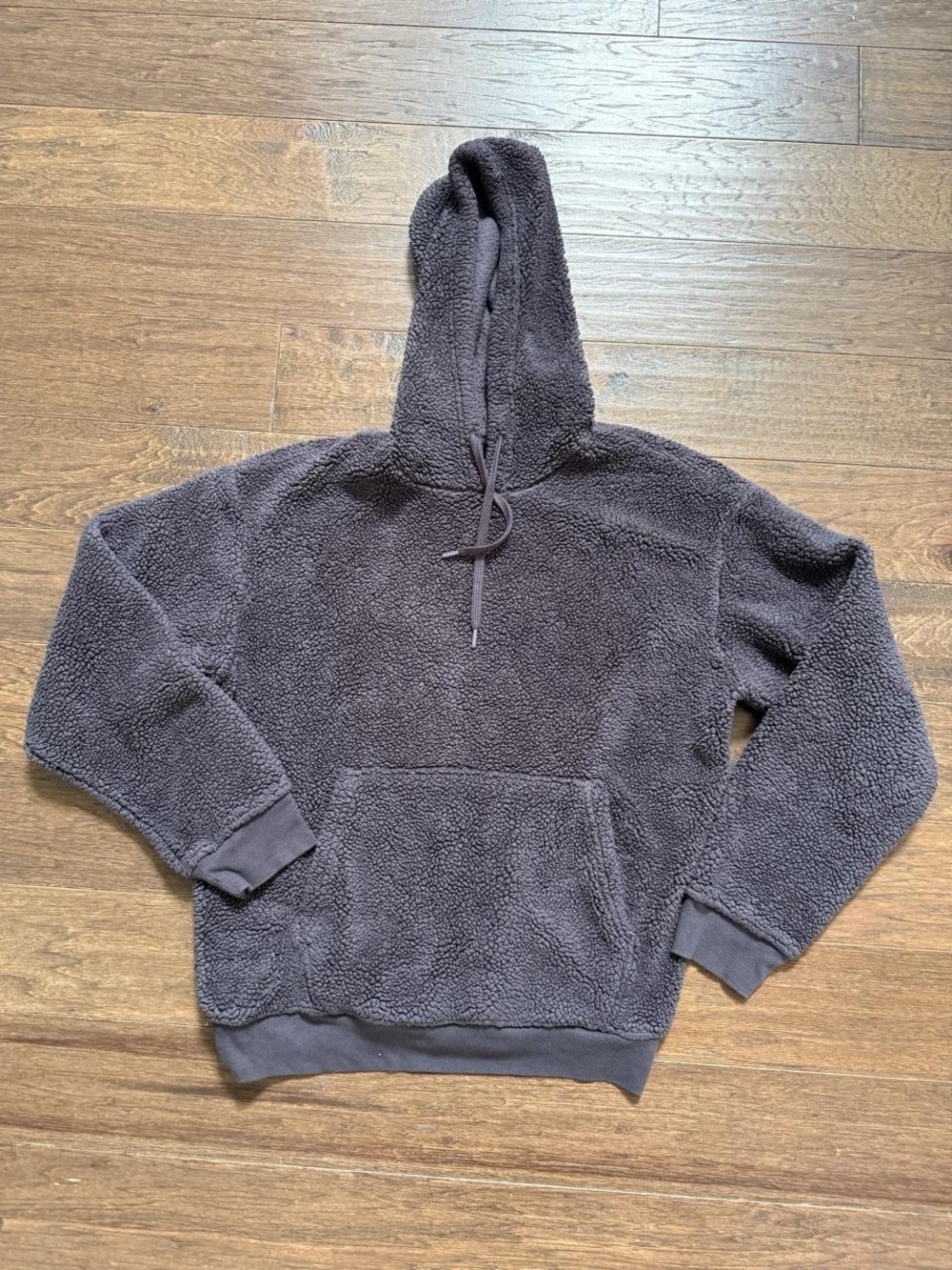 Edgar + Ash Cozy Men's Hooded Sherpa Pullover - Charcoal, Size Large